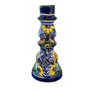 Hand painted candlestick Mexico Sin Plomo